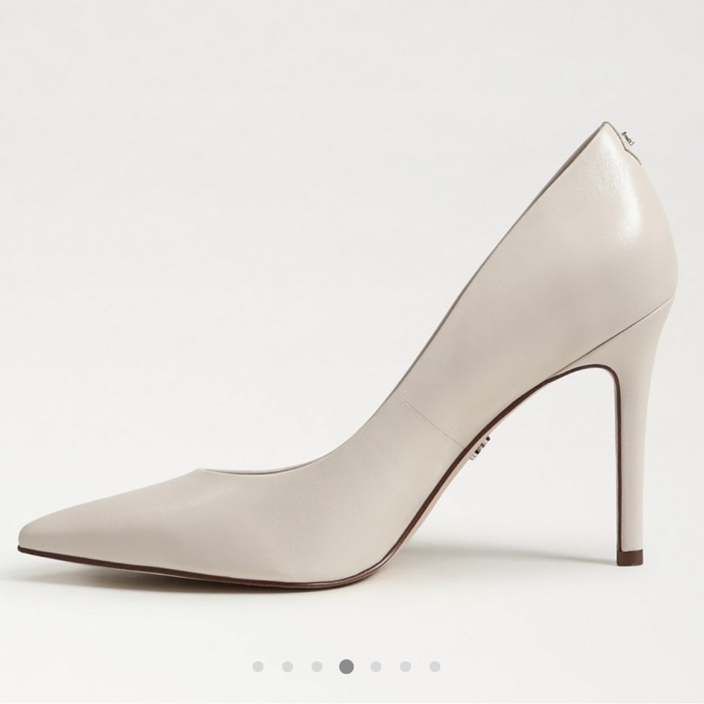 Brand New Sam Edelman Pointed Toe Leather Pumps in Light Beige - Picture 4 of 8